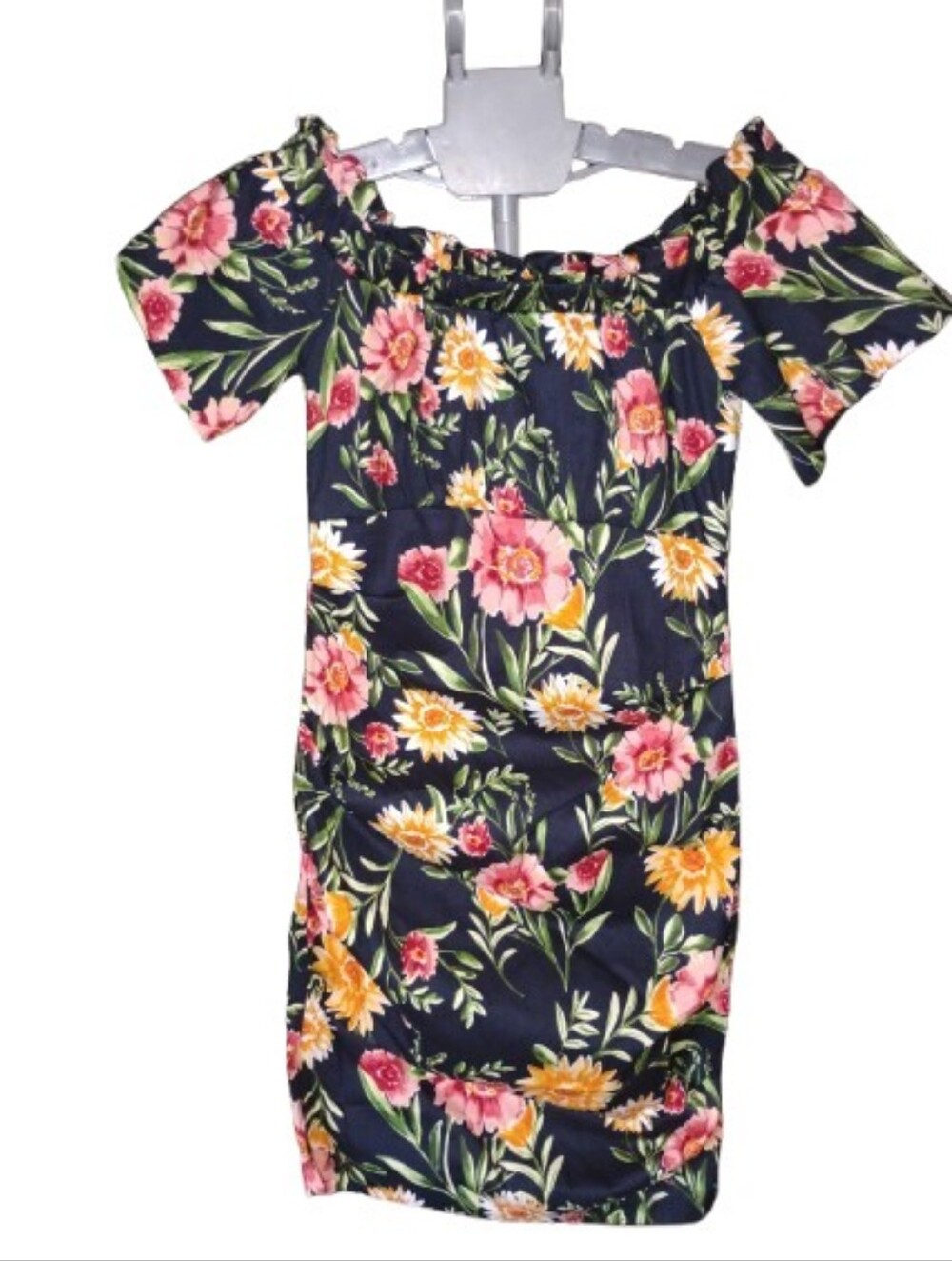 NWT Olivaceous Floral Off Shoulder Ruched Bodycon Midi Dress Medium Cottagecore